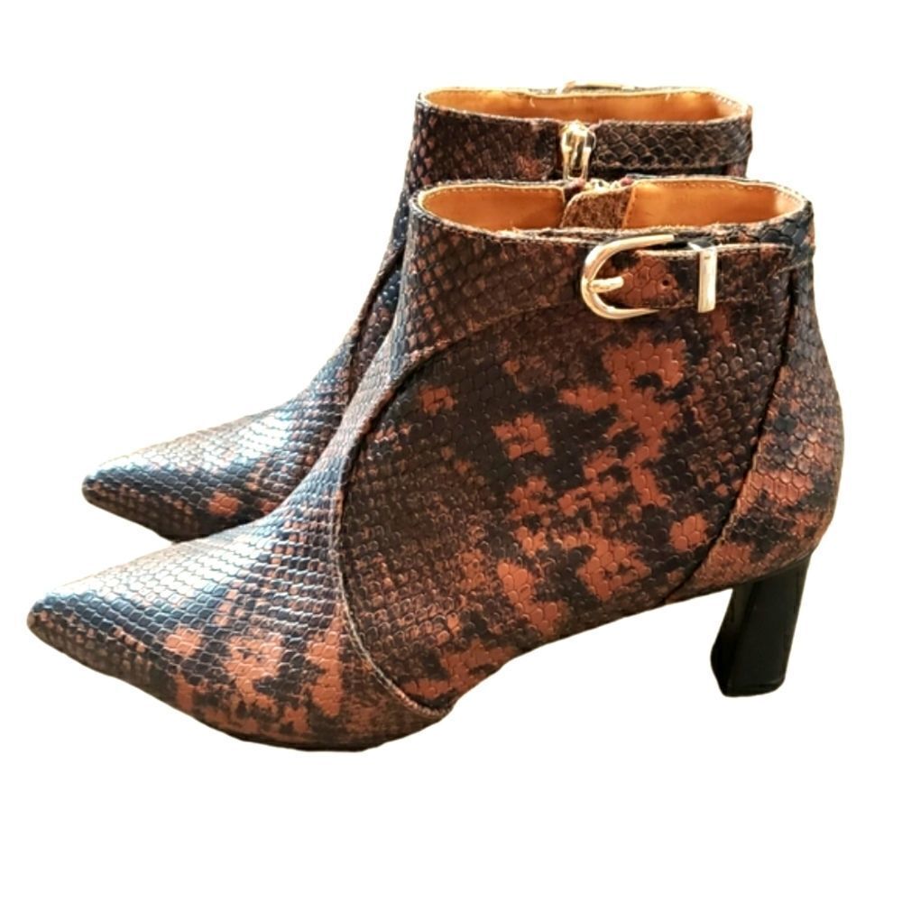 Joie Rawly Snakeskin Leather Ankle Boots Size 38
